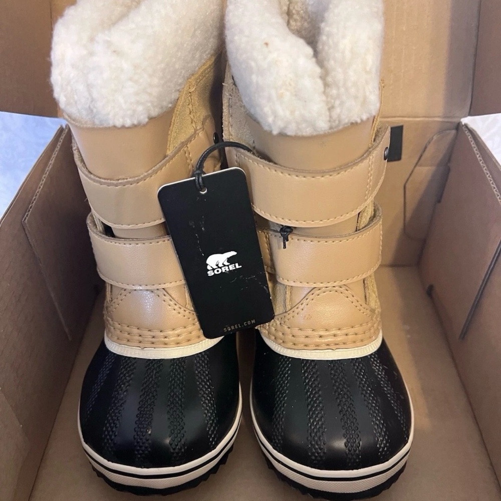 Sorel Beige and Black Snow Boots